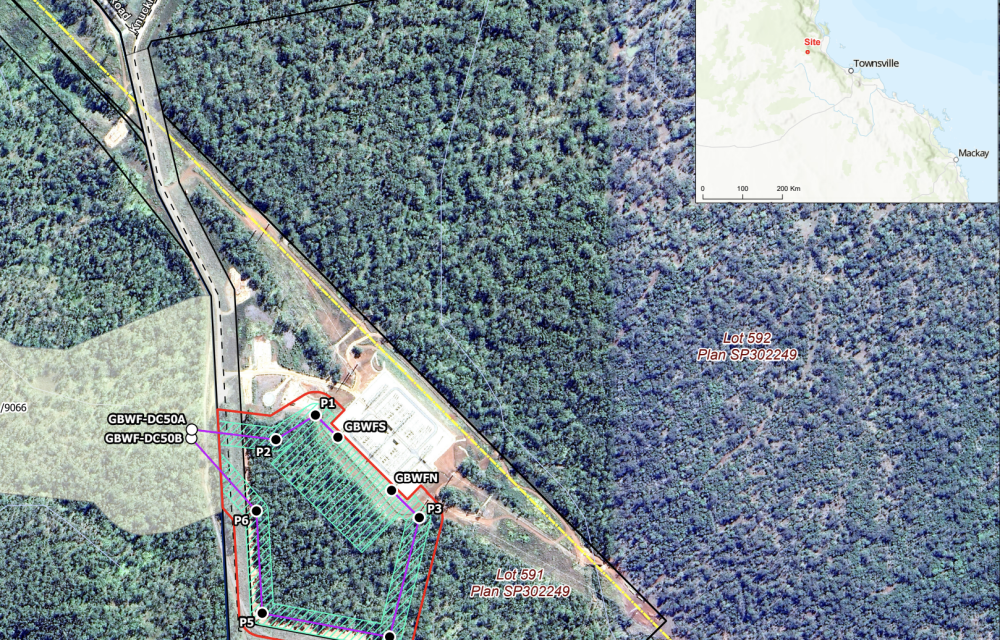 Transmission line and substation expansion near Mount Fox to connect Gawara Baya Wind Farm into Queensland’s high-voltage electricity grid.