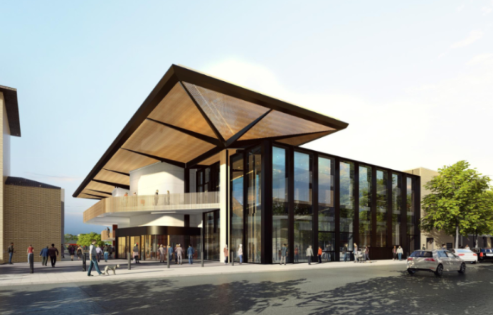 Render of the Albury Entertainment Centre Convention Wing showing planned expansion, new plaza and improved conference facilities