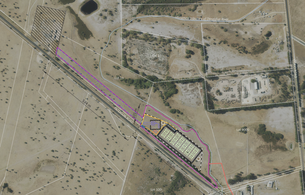 Aerial map showing the proposed Paterson Battery Energy Storage System site.