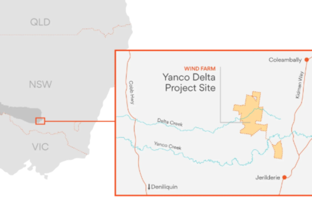 Overview of a large wind energy development in the Riverina region.
